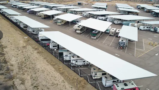 Aerial view of RV storage facility